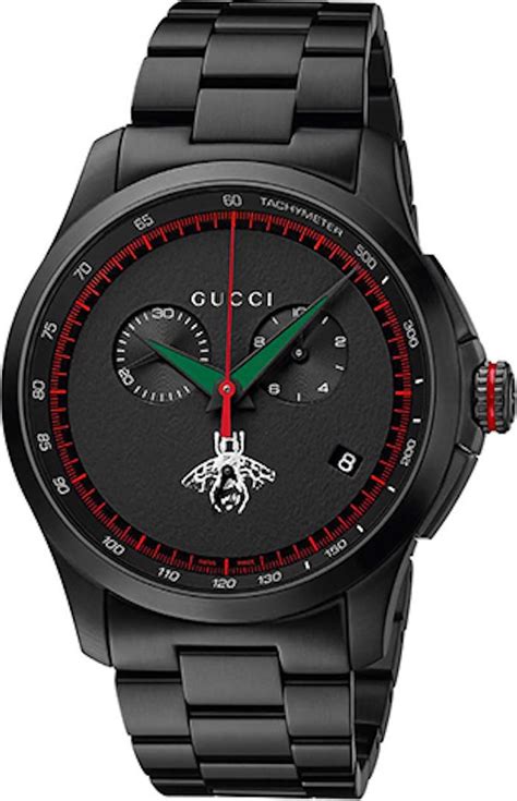 gucci watch black face gold|Gucci black chronograph watch.